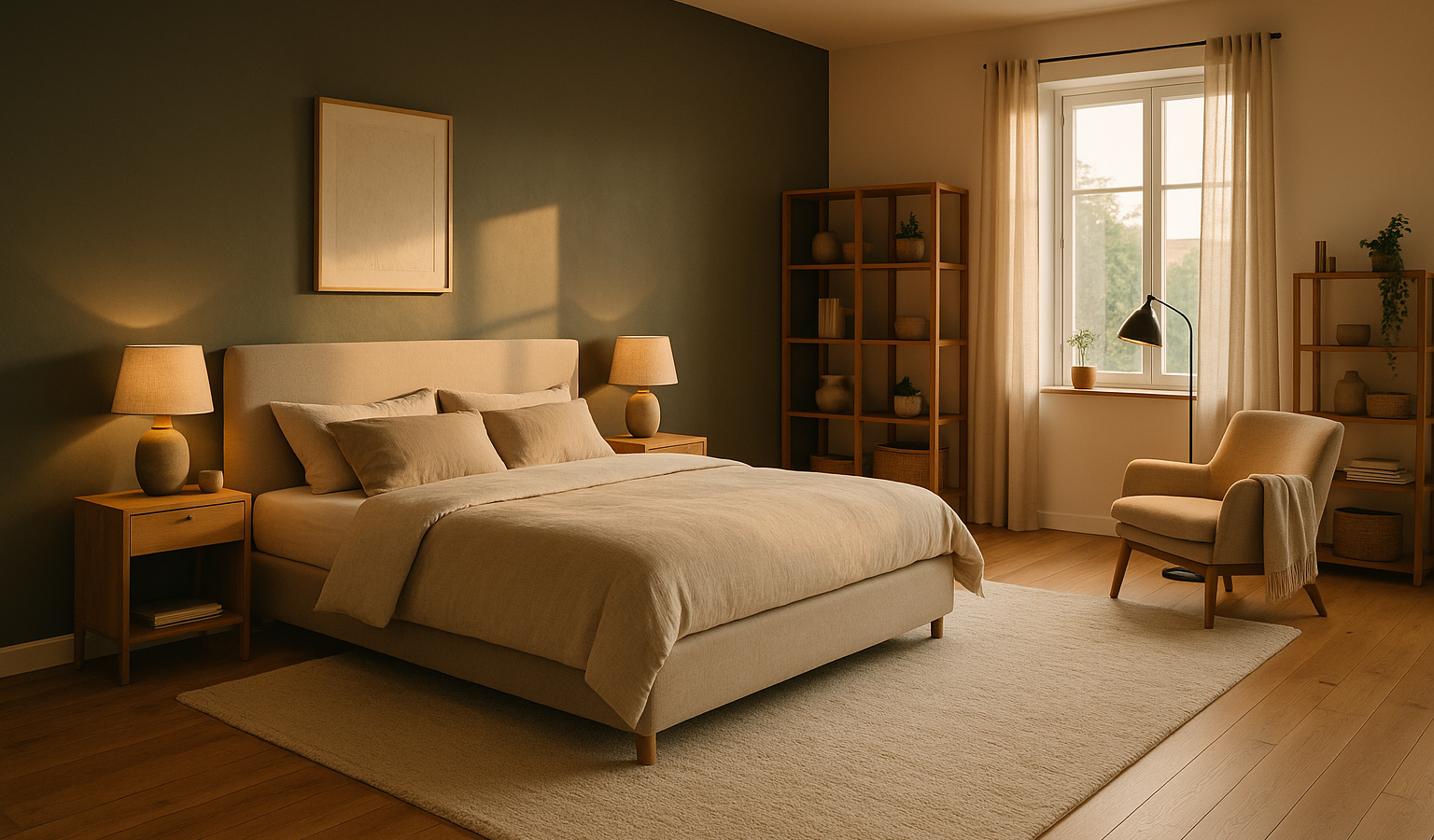 Großes Schlafzimmer gemütlich und stimmig einrichten
