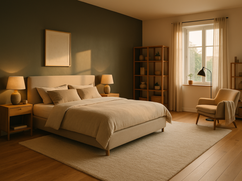 Großes Schlafzimmer gemütlich und stimmig einrichten