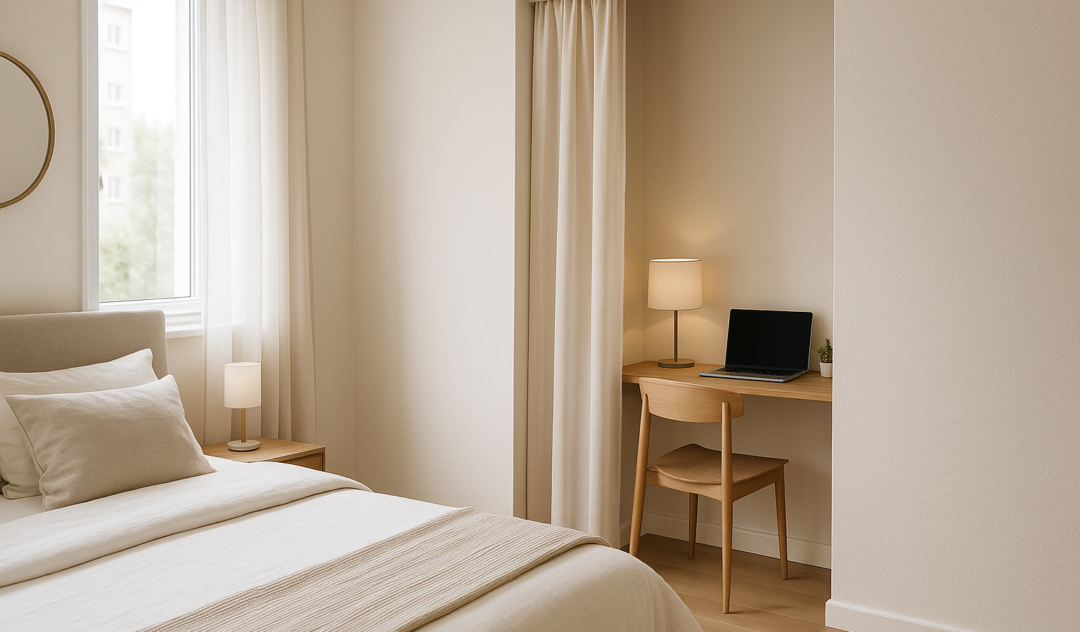 Schreibtisch im Schlafzimmer unauffällig integrieren