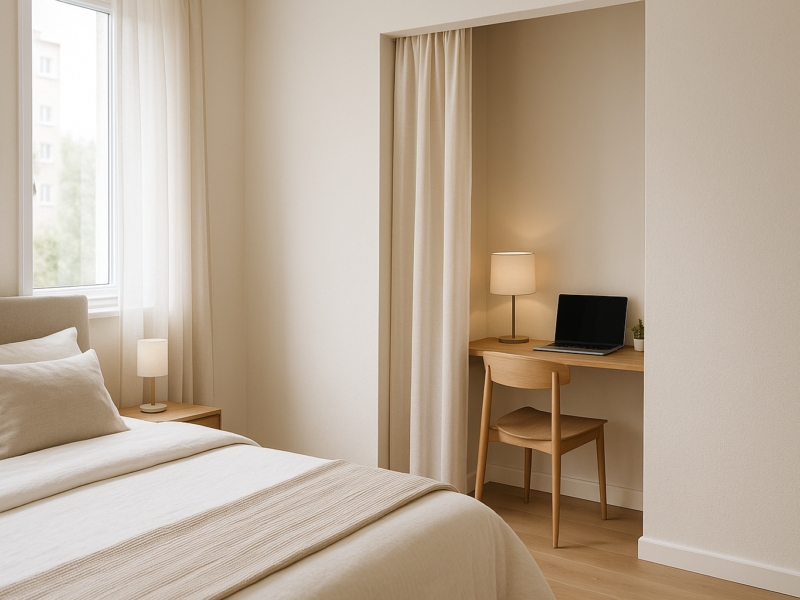 Schreibtisch im Schlafzimmer unauffällig integrieren