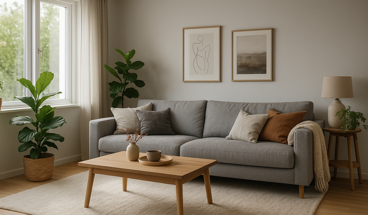 Wohnzimmer in Grau gemütlich und persönlich gestalten