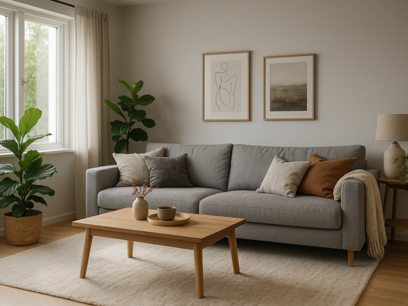 Wohnzimmer in Grau gemütlich und persönlich gestalten